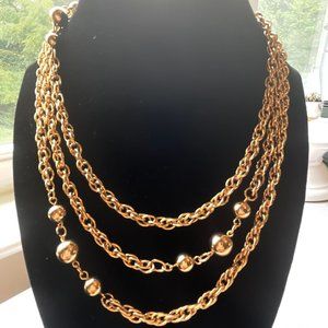 Extra Long 54" Layering Station Gold Ball Rope Chain Necklace
